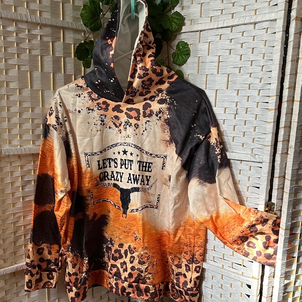Leopard Print Hoodie with Graphic Text